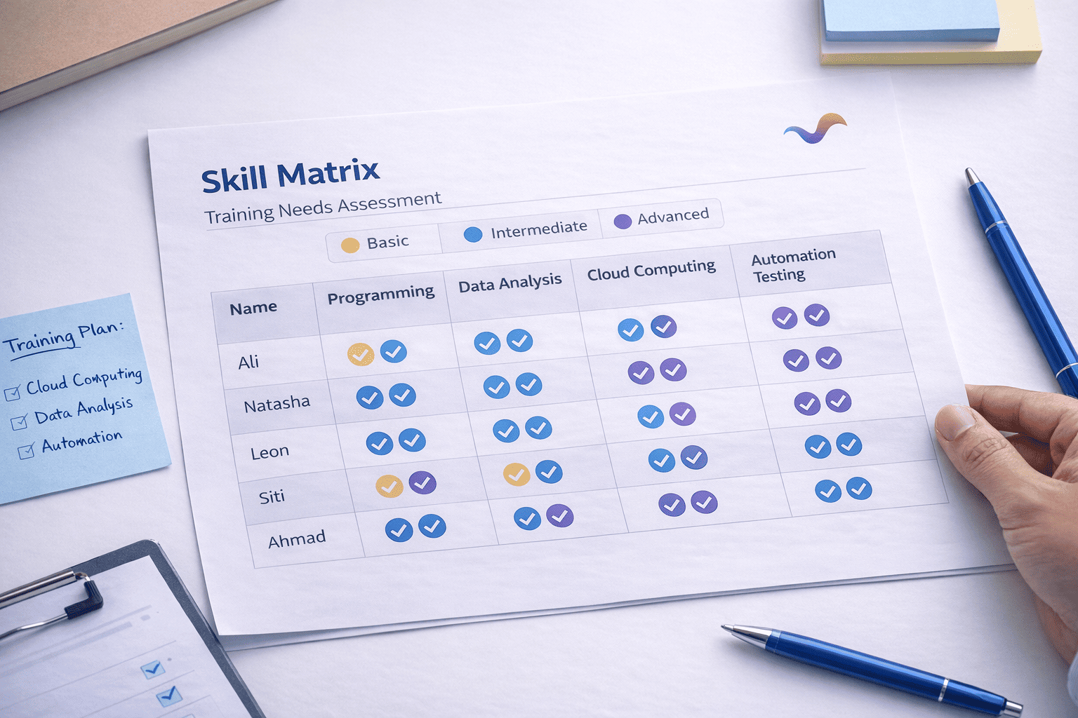 Training needs assessment and skill matrix